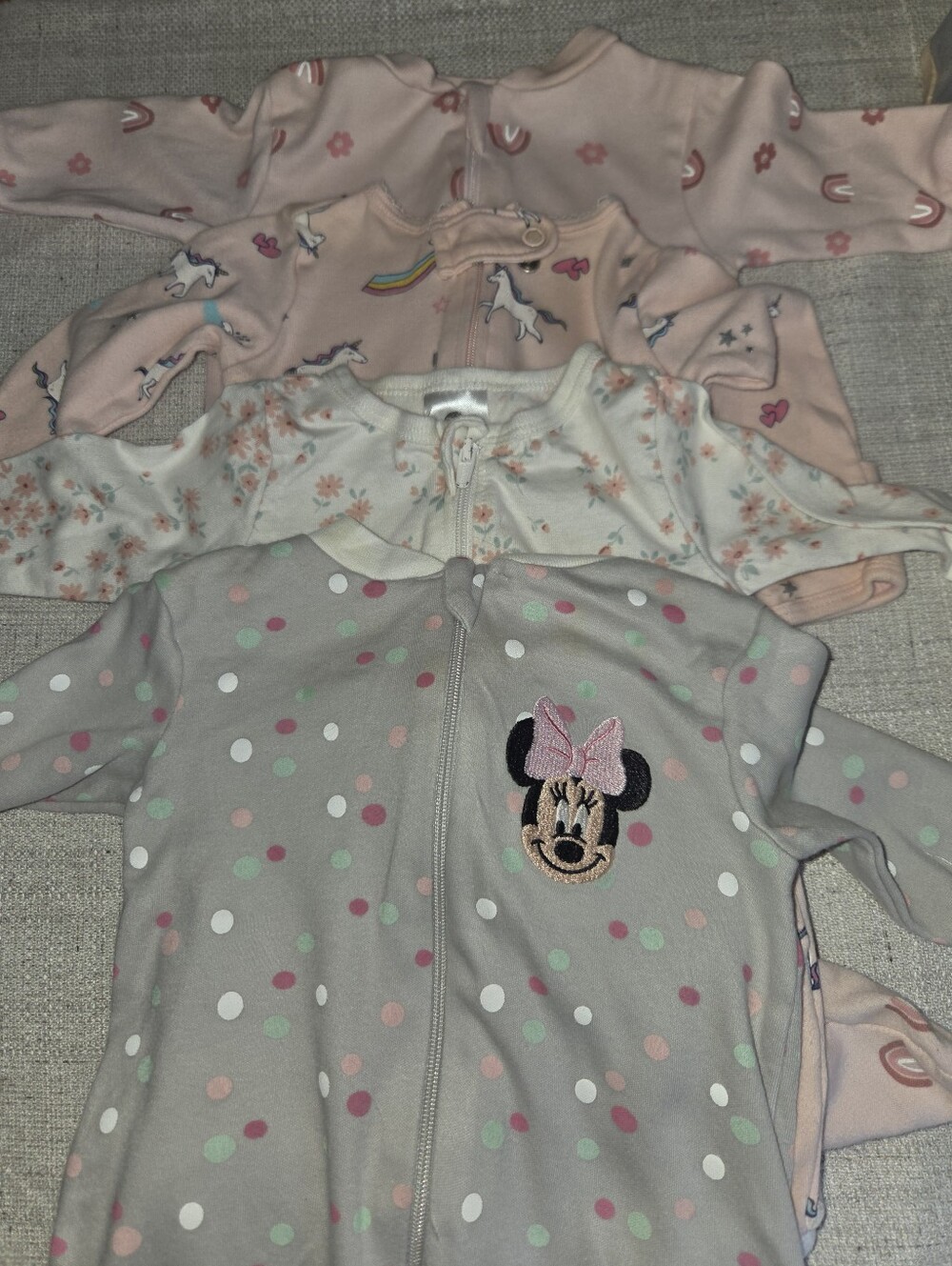 George Gray and Pink Minnie Mouse Polka Dot Zipper Sleep Sack O To 3 Months